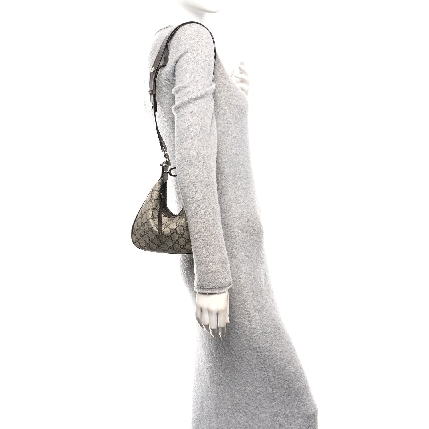 Gucci GG Supreme Monogram Textured Calfskin Web Small Attache Shoulder Bag Beige Ebony New Acero 2 of 10