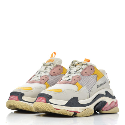 Balenciaga Mesh Nubuck Womens Triple S Sneakers 36 White Gris Jaune Rose 3 of 17