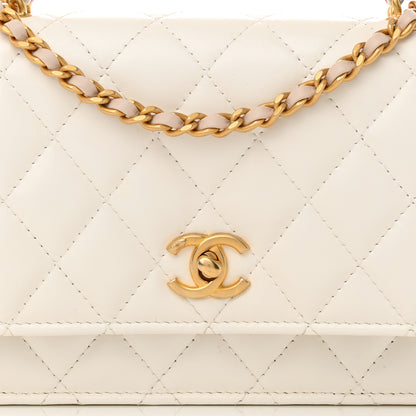 Chanel Shiny Calfskin Quilted Multicolor Top Handle Wallet On Chain WOC White 9 of 13