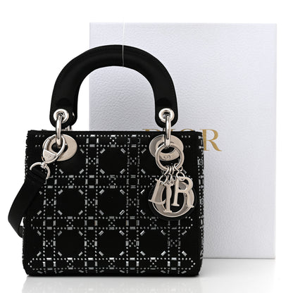 Christian Dior Satin Crystal Cannage Mini Lady Dior Black 10 of 10