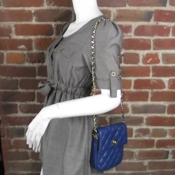 Chanel Vintage Lambskin Quilted Mini Flap Royal Blue 2 of 7
