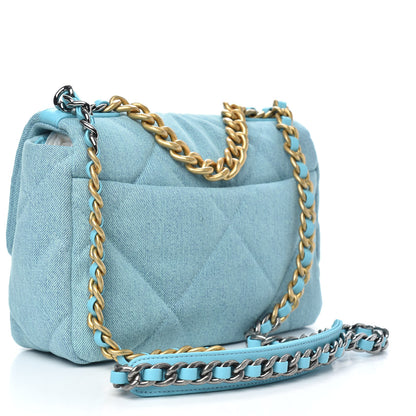 Chanel Denim Quilted Medium Chanel 19 Flap Neon Blue 3 of 11