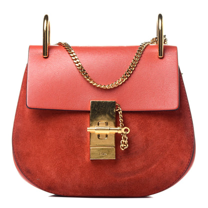 Chloe Lambskin Suede Calfskin Mini Drew Shoulder Bag Poppy 1 of 13