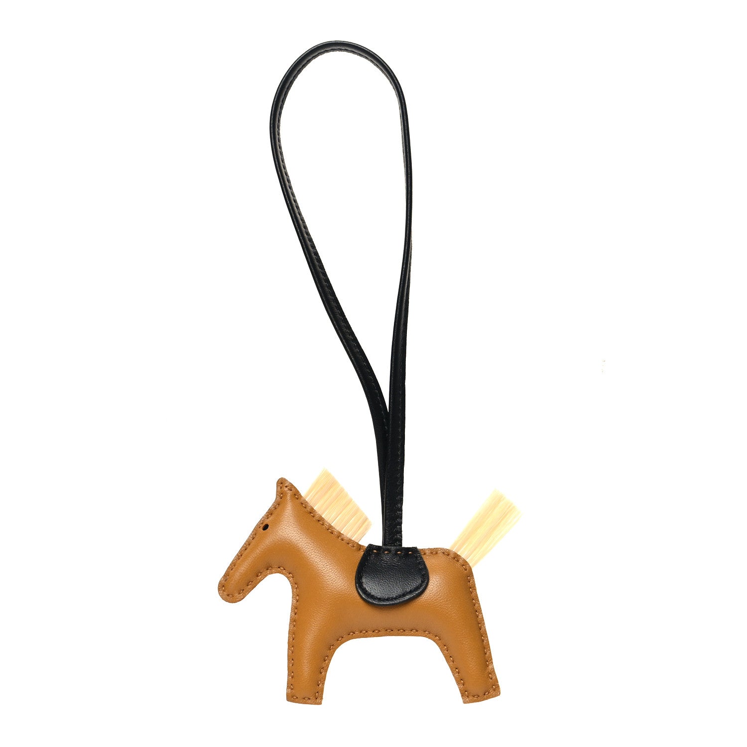 Hermes Milo Lambskin Horse Hair Grigri Rodeo Bag Charm PM Sesame Craie Black 1 of 4