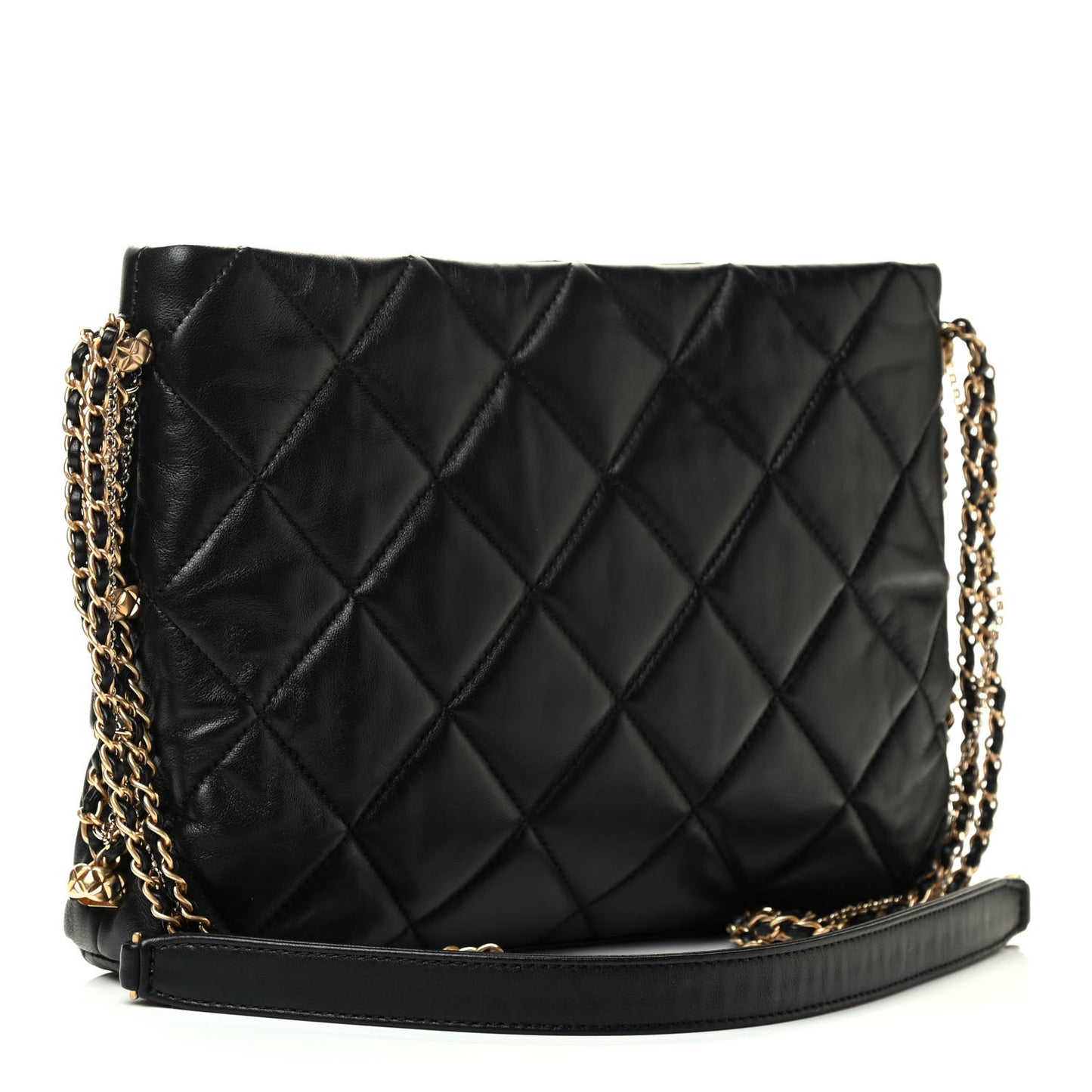 Lambskin Quilted Crush on Chains Hobo Black