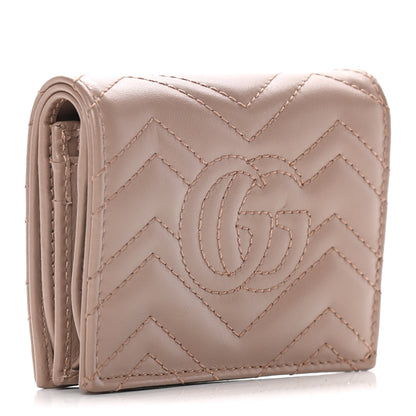 Gucci Calfskin Matelasse GG Marmont Card Case Wallet Porcelain Rose 2 of 11