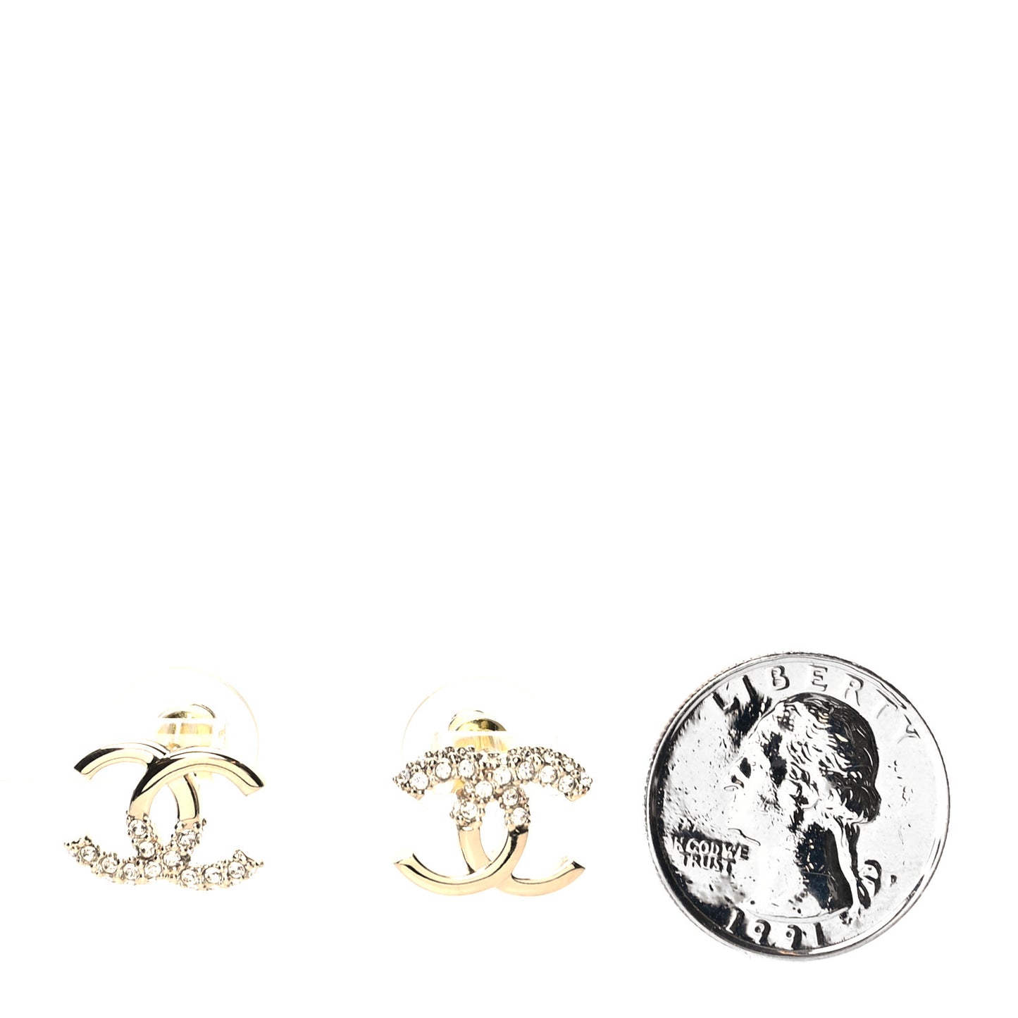 Crystal Metal CC Earrings Gold