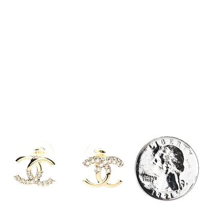 Chanel Crystal Metal CC Earrings Gold 2 of 4