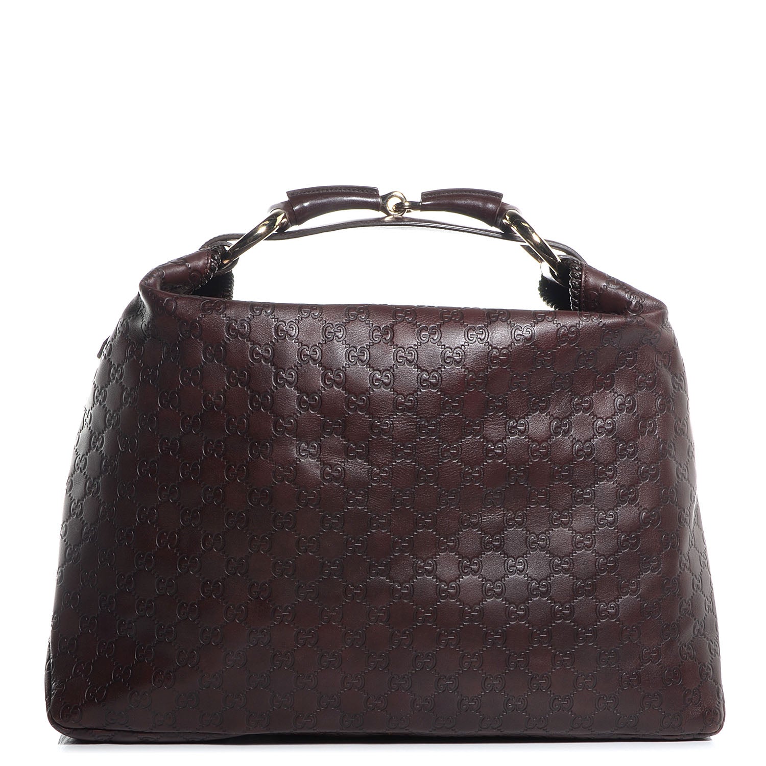 Gucci Guccissima Large Horsebit Chain Hobo Chocolate Brown 1 of 8