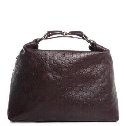 Gucci Guccissima Large Horsebit Chain Hobo Chocolate Brown 1 of 8