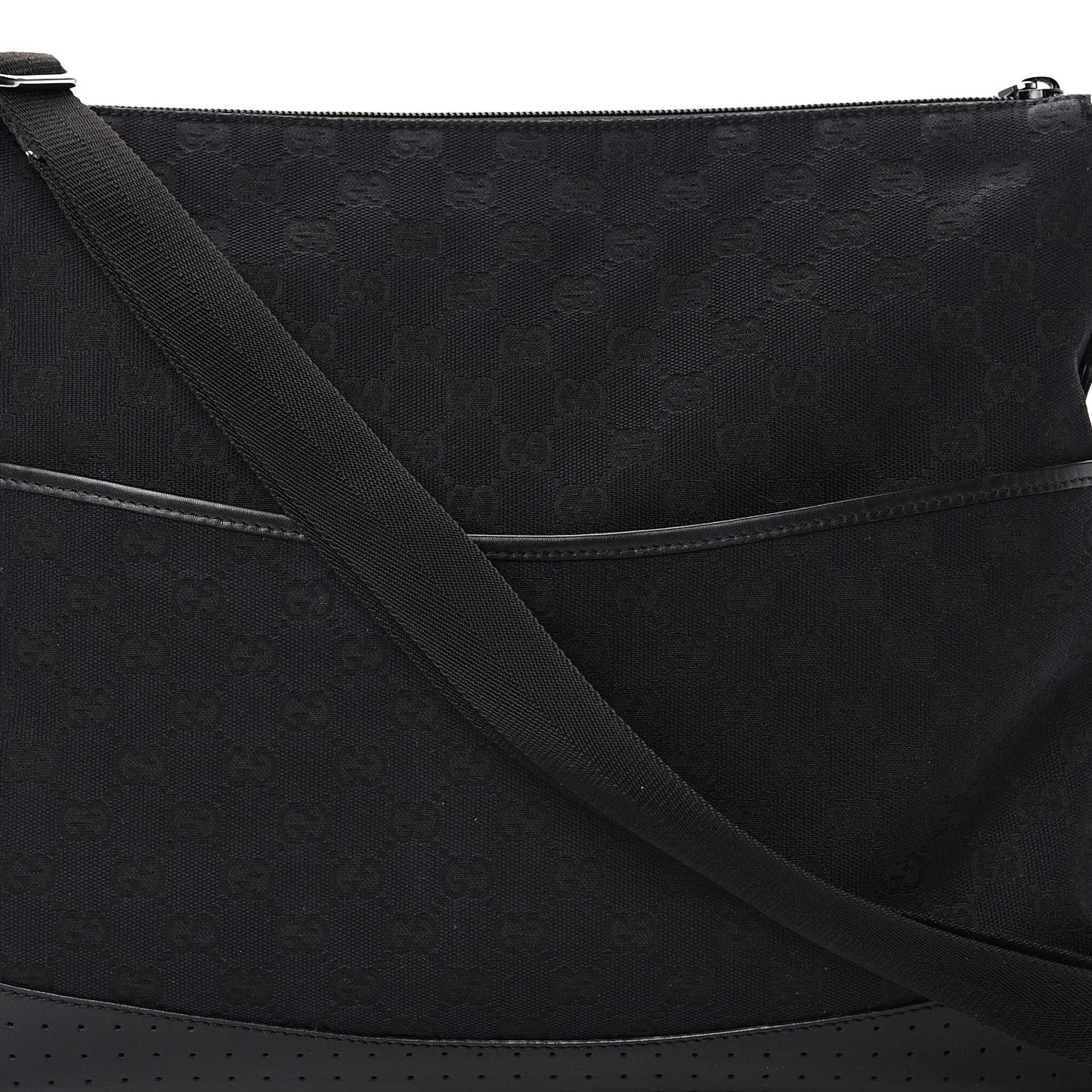Monogram Perforated Calfskin Messenger Black