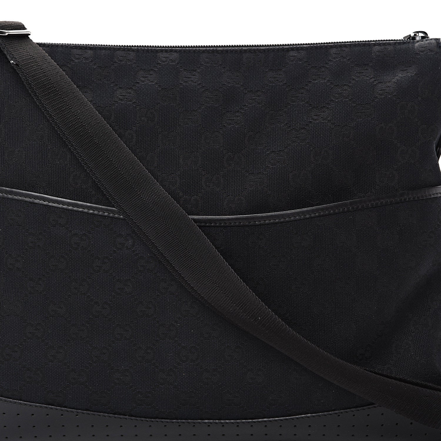 Gucci Monogram Perforated Calfskin Messenger Black 7 of 10