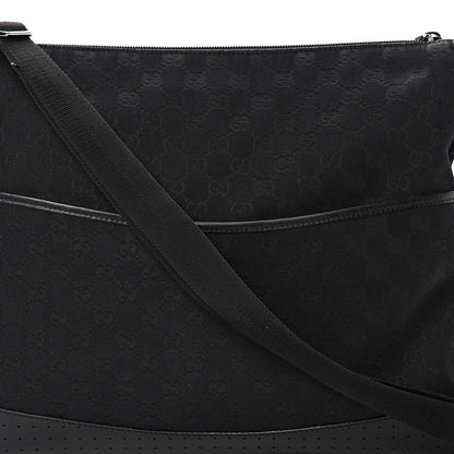Gucci Monogram Perforated Calfskin Messenger Black 7 of 10