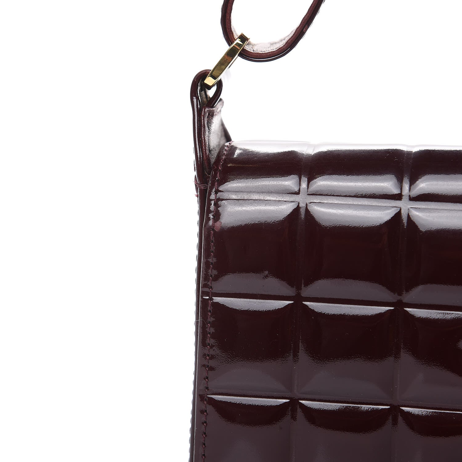 Chanel Patent Chocolate Bar Quilted CC Flap Burgundy 12 of 15