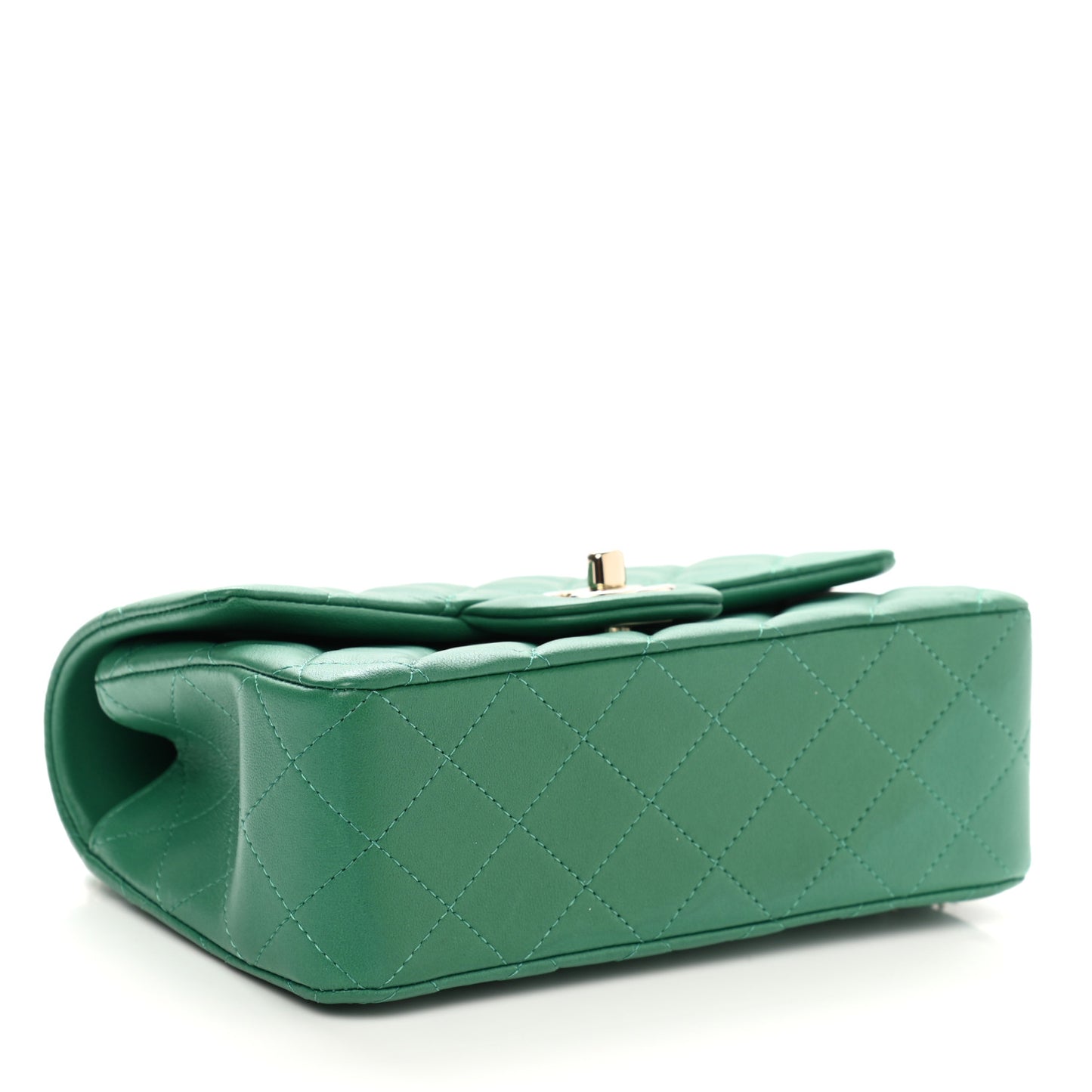 Lambskin Quilted Mini Top Handle Rectangular Flap Green