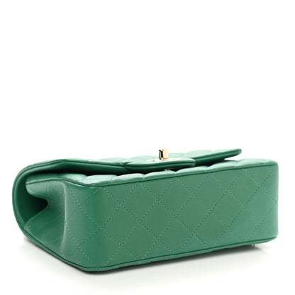 Chanel Lambskin Quilted Mini Top Handle Rectangular Flap Green 4 of 11