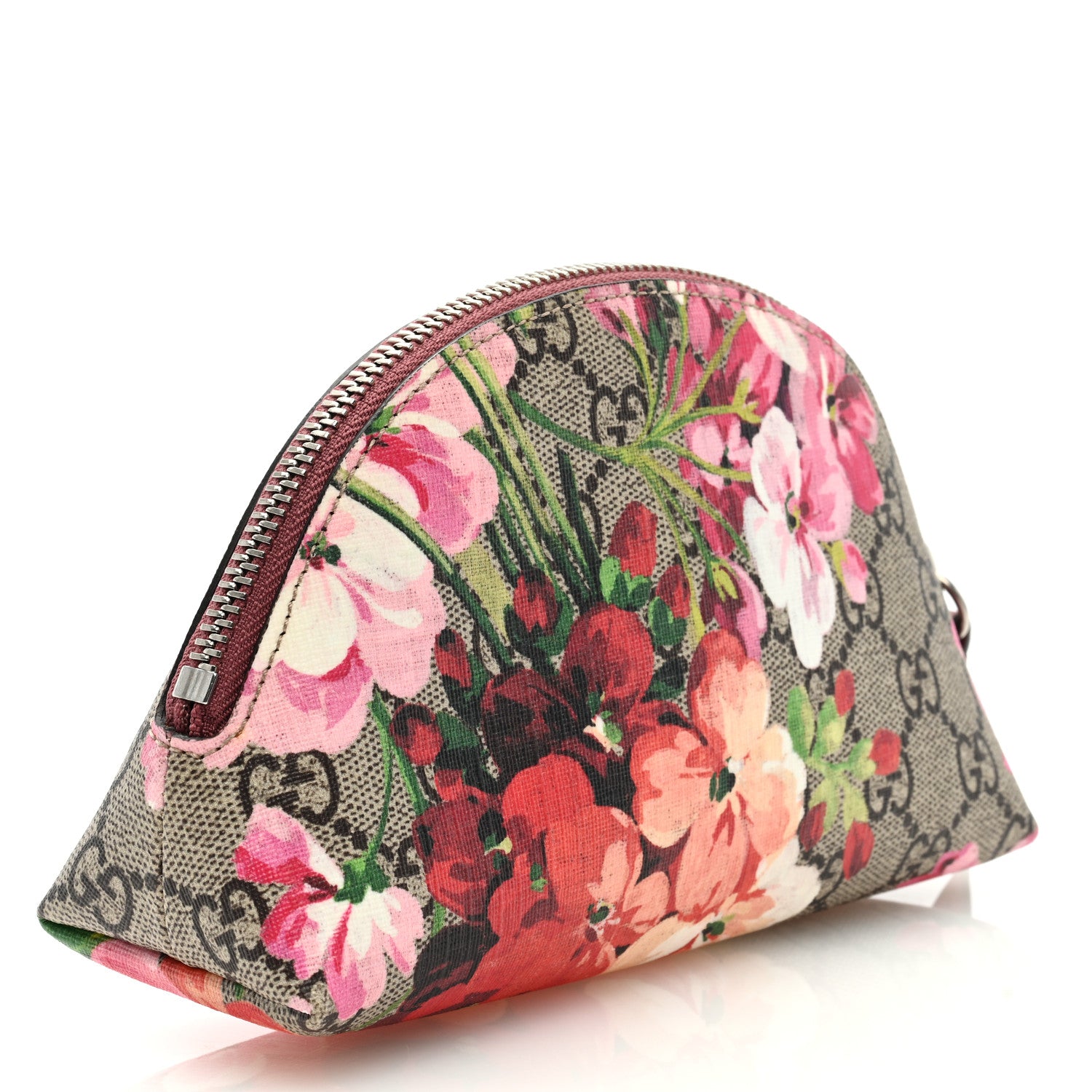 Gucci GG Supreme Monogram Blooms Small Pouch Cosmetic Case Beige Multicolor Dry Rose 3 of 7
