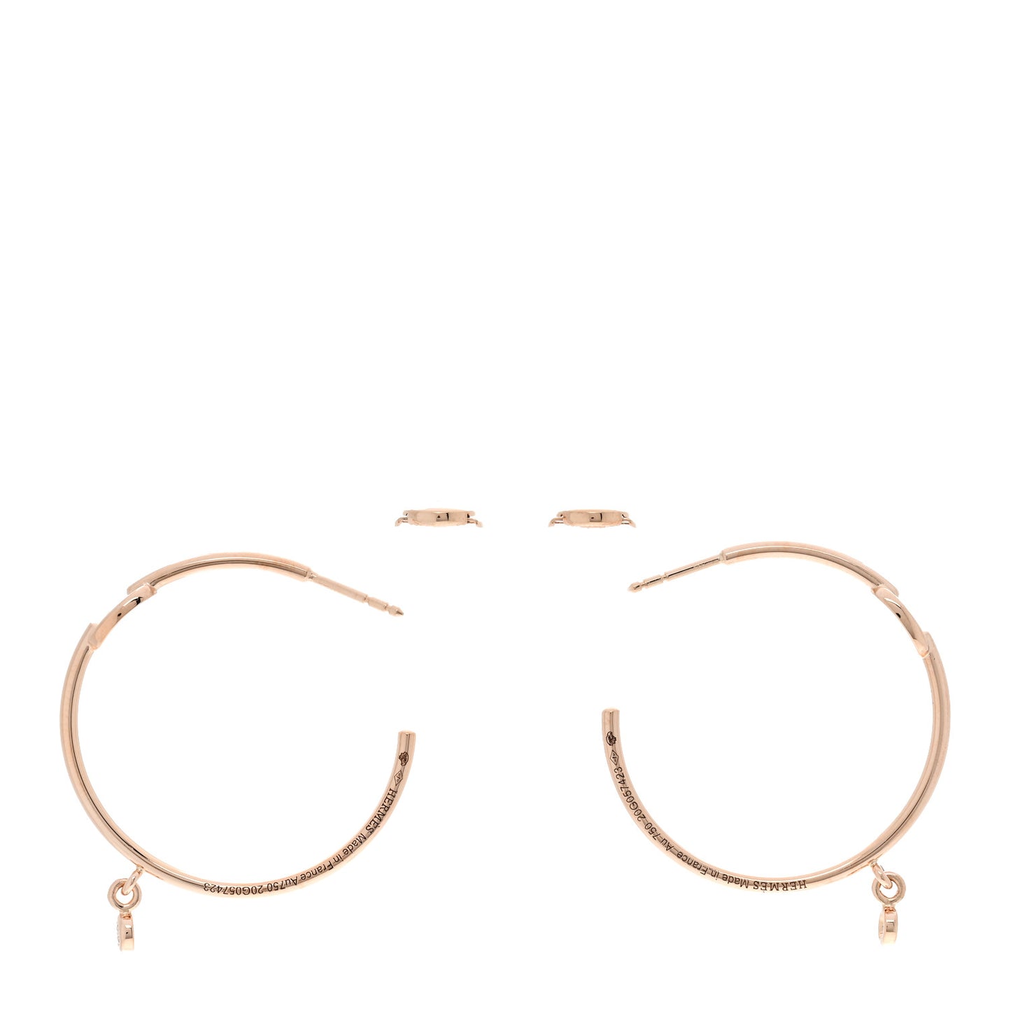 18K Rose Gold Diamond Chaine d'Ancre Enchainee Hoop Earrings