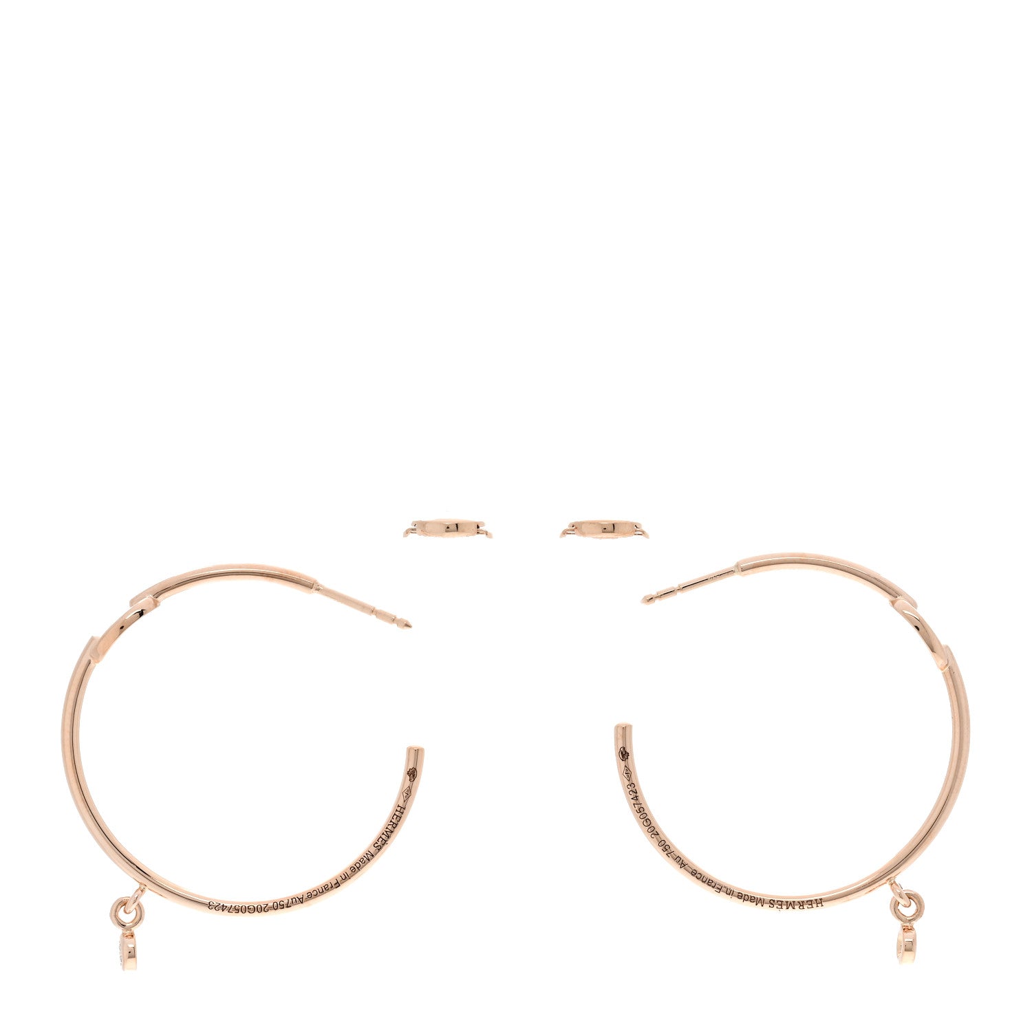 Hermes 18K Rose Gold Diamond Chaine d'Ancre Enchainee Hoop Earrings 3 of 5
