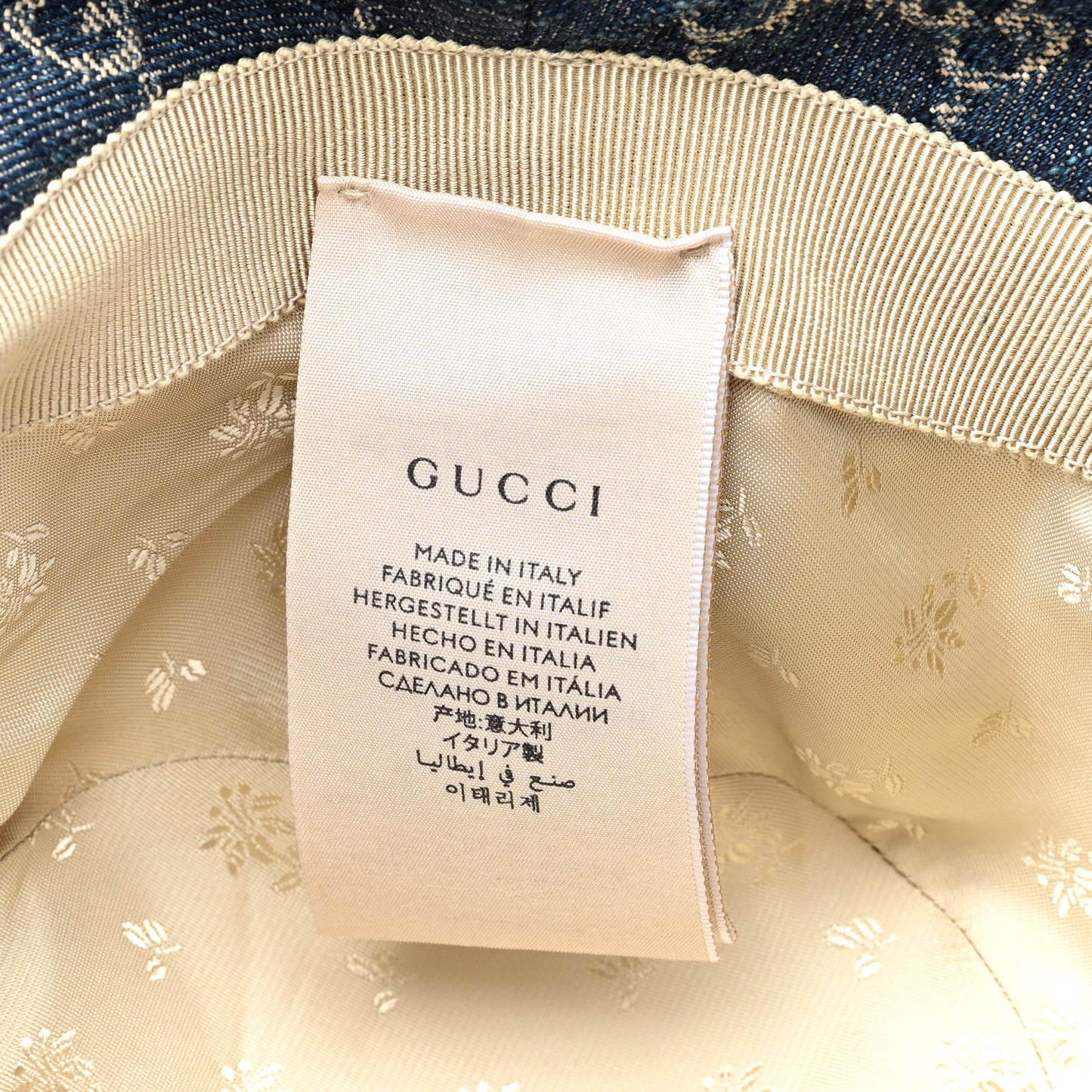 Washed Jacquard Denim Nappa GG Monogram Oscar Bucket Hat S Denim Cuir