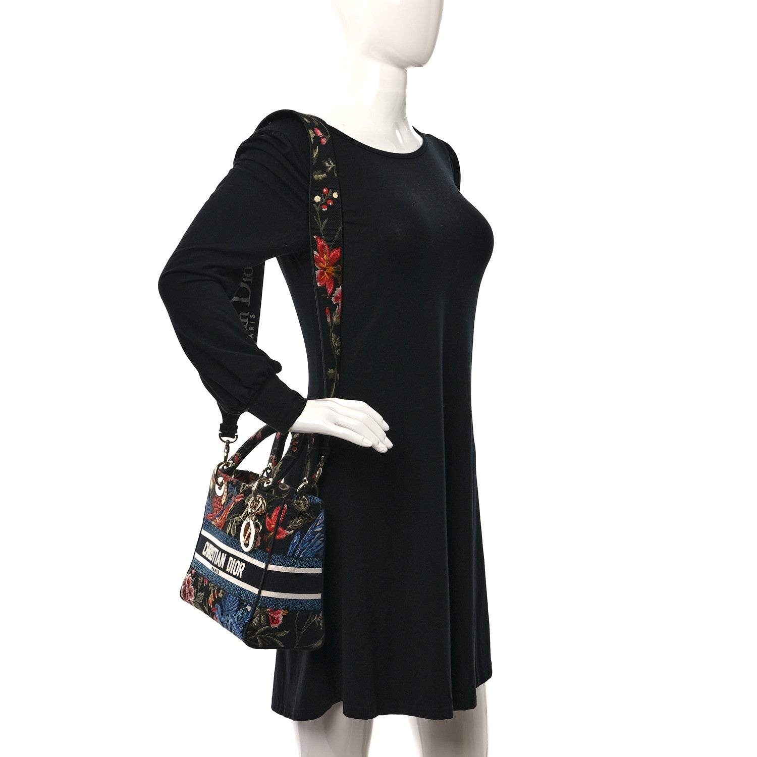 Christian Dior Canvas Embroidered Print Medium Lady D-Lite Multicolor 3 of 9