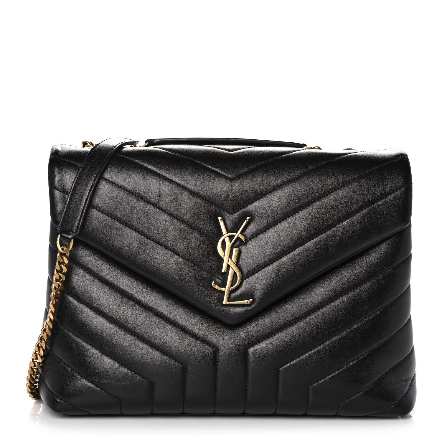 Saint Laurent Calfskin Y Quilted Monogram Medium Loulou Chain Satchel Black 1 of 14