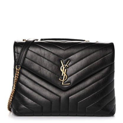 Saint Laurent Calfskin Y Quilted Monogram Medium Loulou Chain Satchel Black 1 of 14