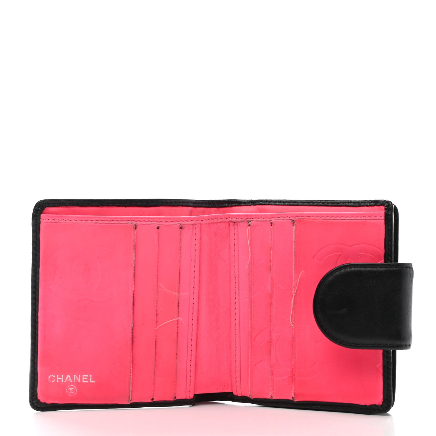 Calfskin Quilted Cambon Bi-Fold Wallet Black White