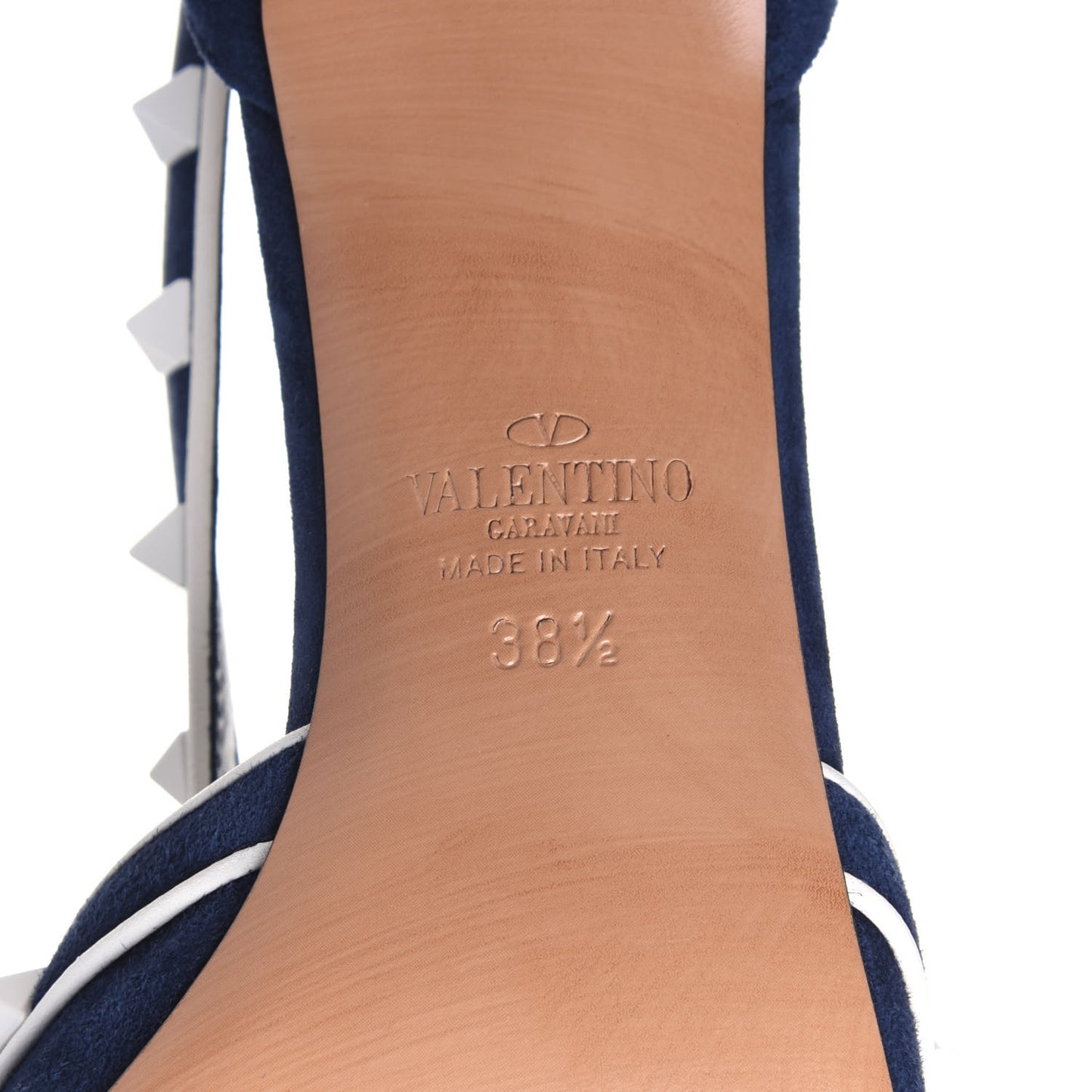Suede Free Rockstud Cross Strap D'Orsay 55mm Pumps 38.5 Marine Optic White