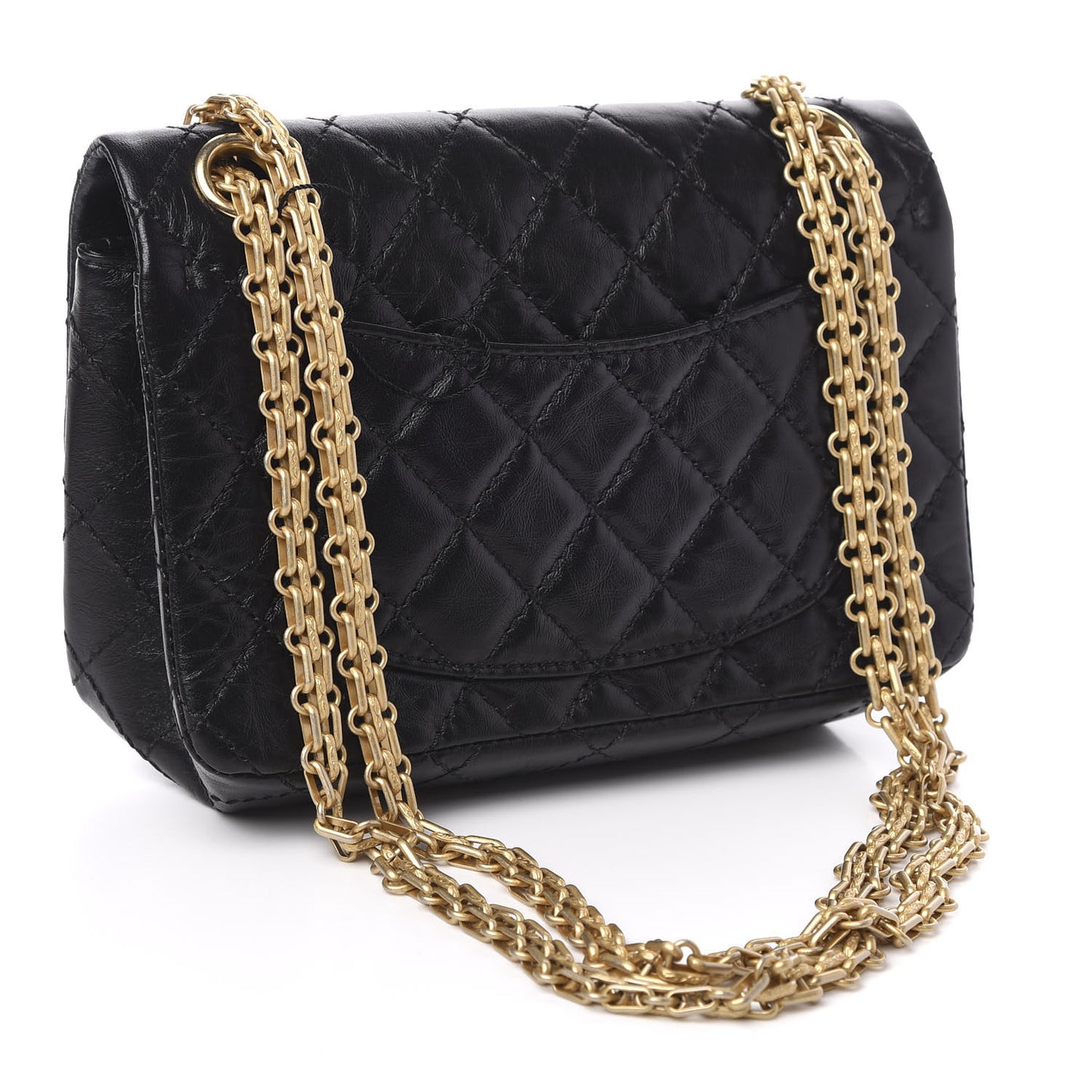 Aged Calfskin Quilted 2.55 Reissue Mini Flap Black