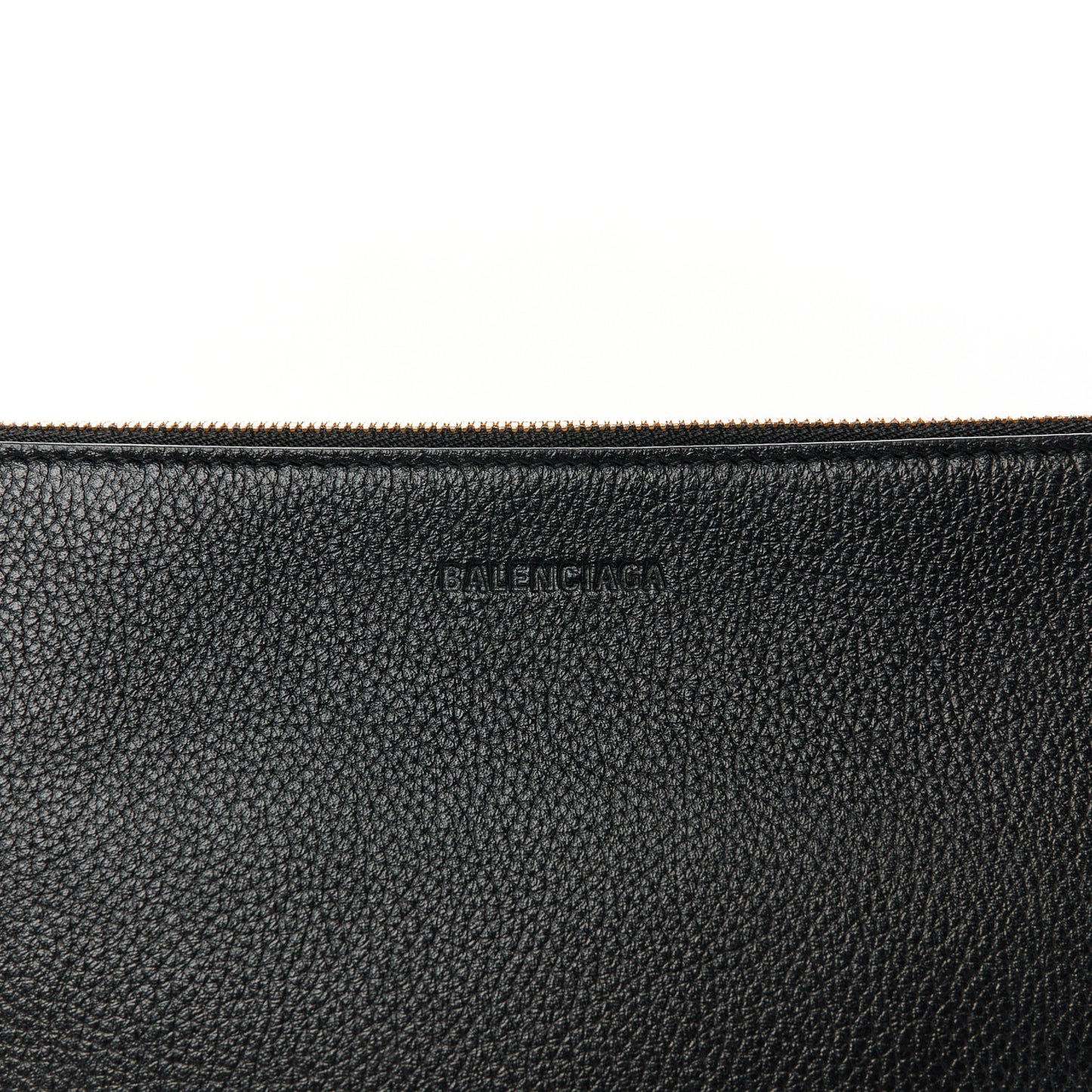 Calfskin Logo Medium Cash Pouch With Handle Black White