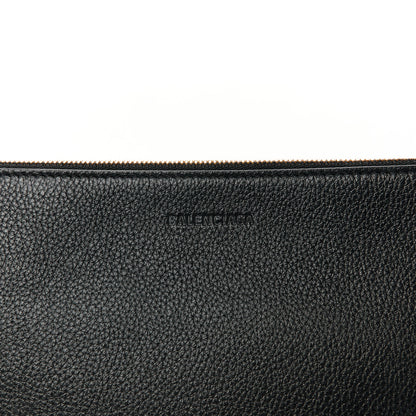 Balenciaga Calfskin Logo Medium Cash Pouch With Handle Black White 8 of 9