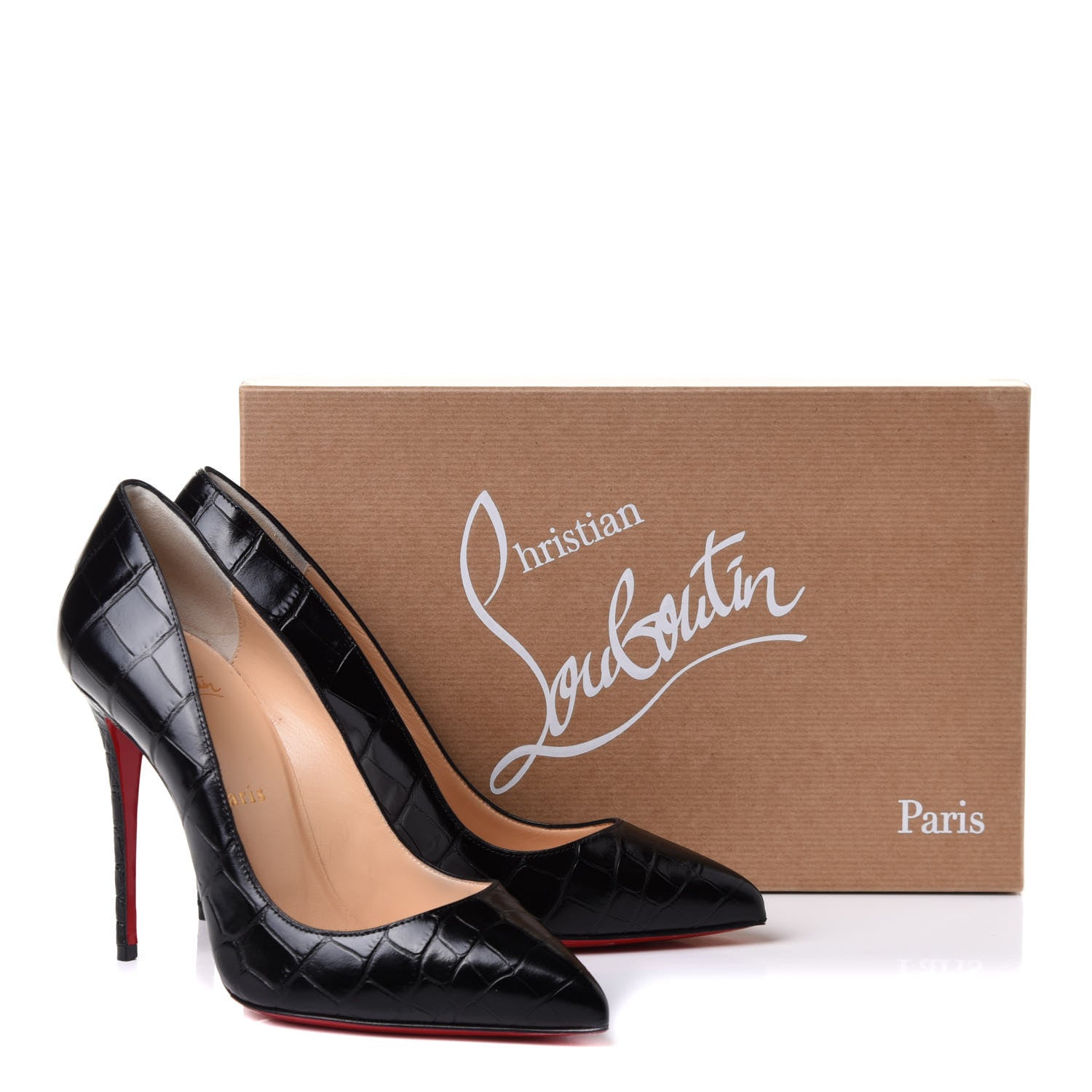 Christian Louboutin Calfskin Crocodile Embossed Pigalle Follies 120 Pumps 37.5 Black 19 of 20