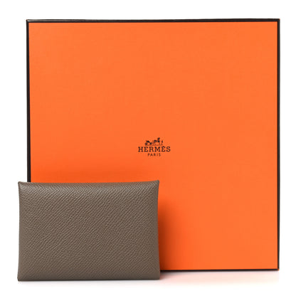 Hermes Epsom Calvi Duo Card Case Etoupe 7 of 7