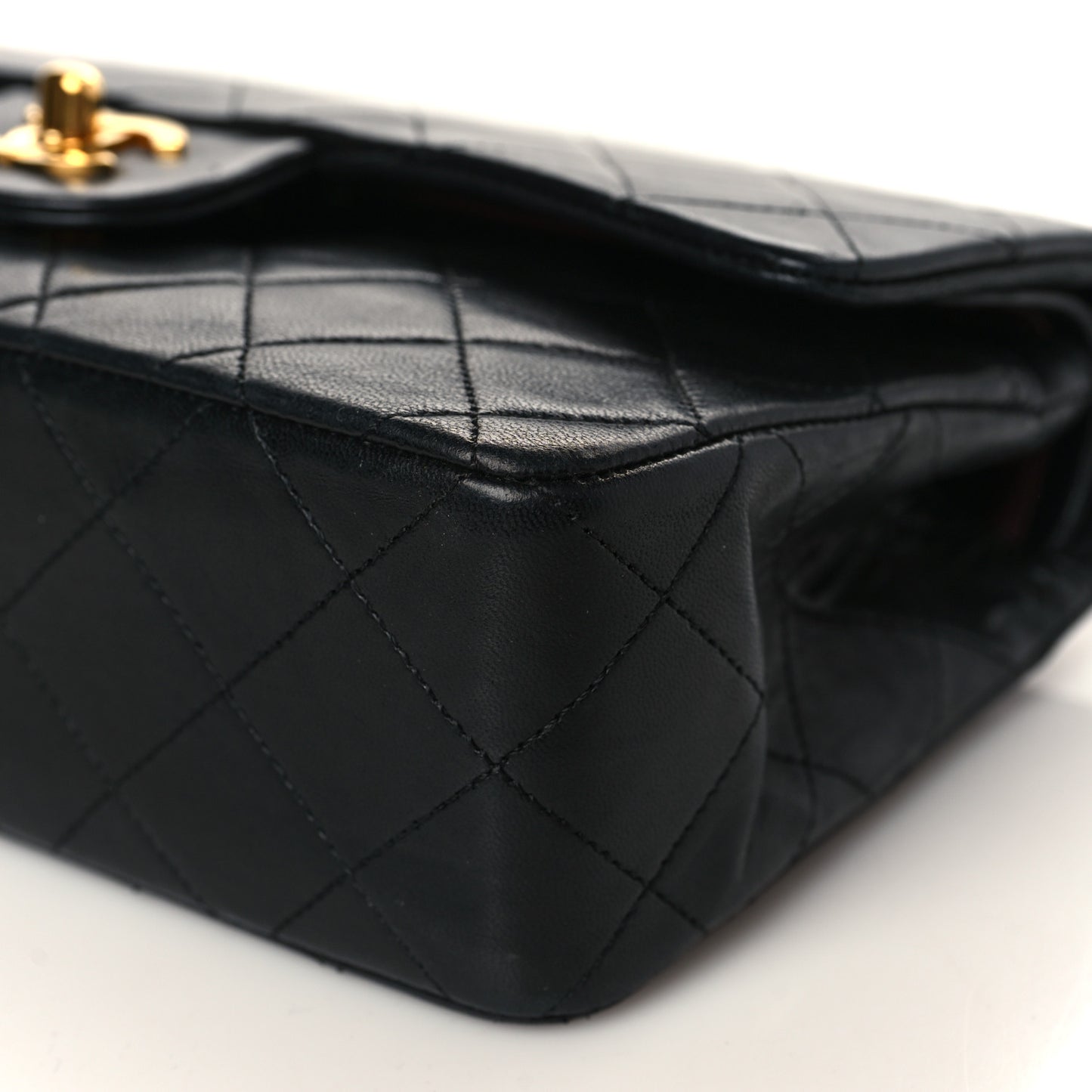 Lambskin Quilted Small Double Flap Black