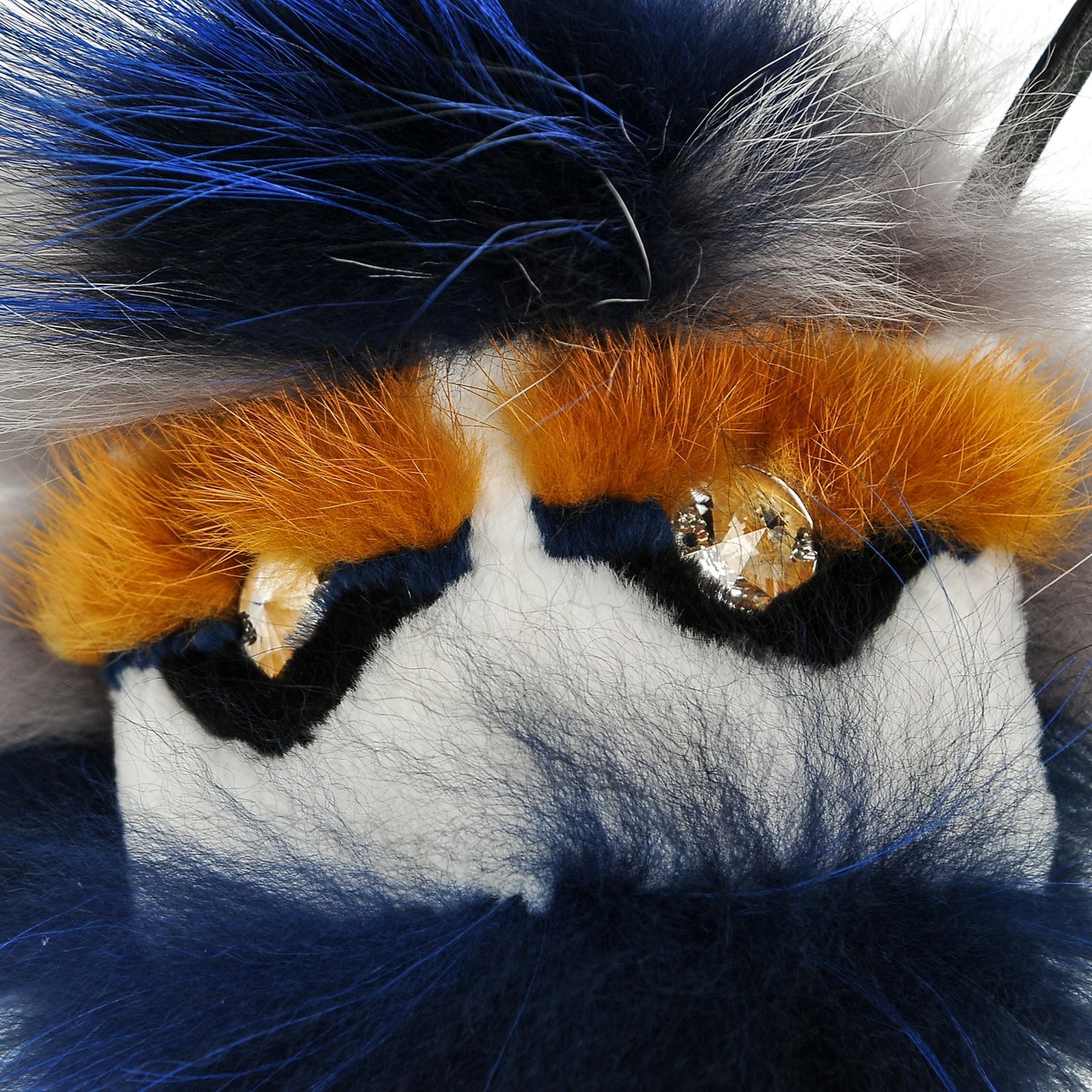 Mink Fox Rabbit Fur Crystal Glamoroso Monster Bag Charm Black Blue Grey