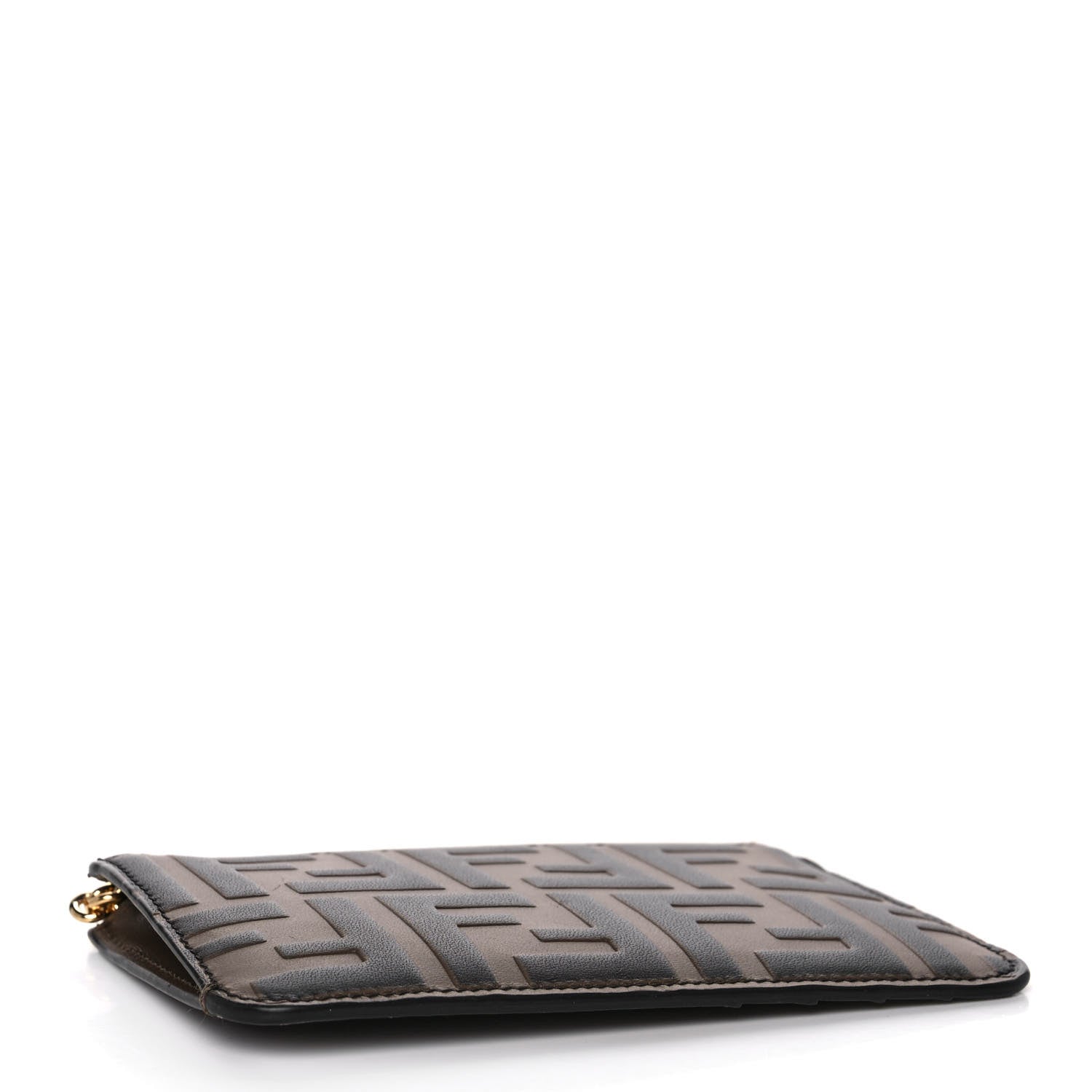 Fendi Vitello Soft F is Fendi Bi-Color FF 1974 Embossed Key Case Pouch Maya Black 4 of 7