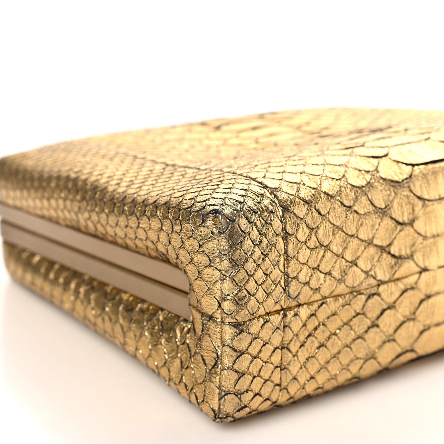 Metallic Snakeskin Kisslock Crossbody Gold