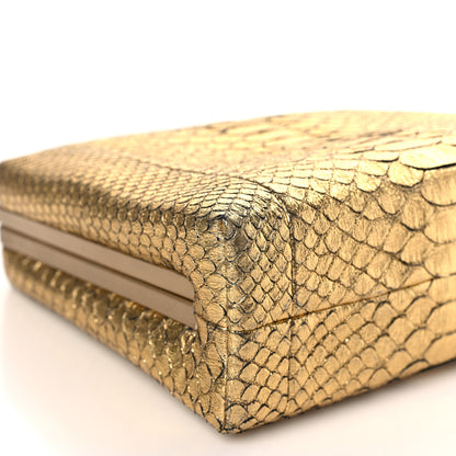 Chanel Metallic Snakeskin Kisslock Crossbody Gold 8 of 10