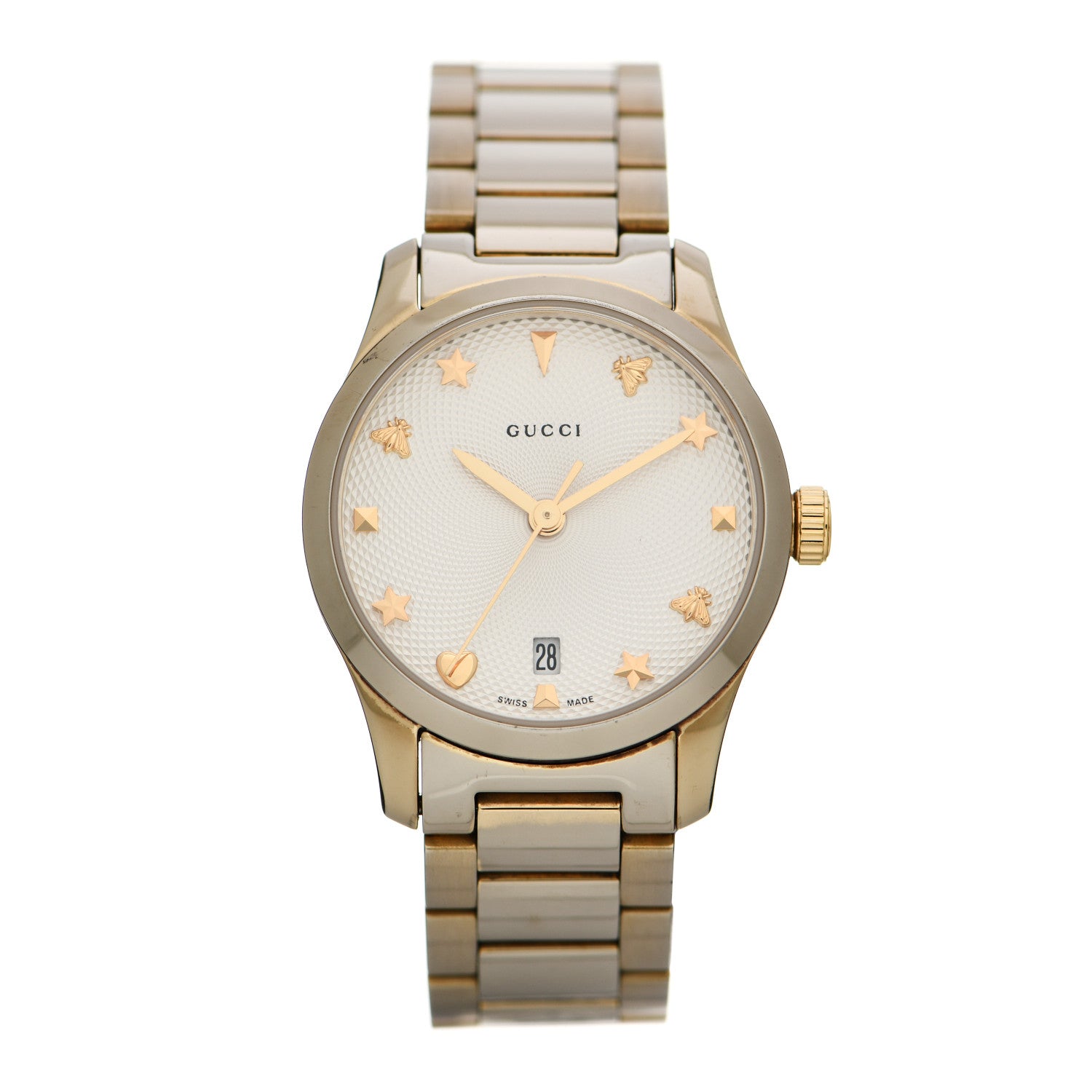 Gucci Stainless Steel 27mm G-Timeless Charm Quartz Watch Gold 1 of 6