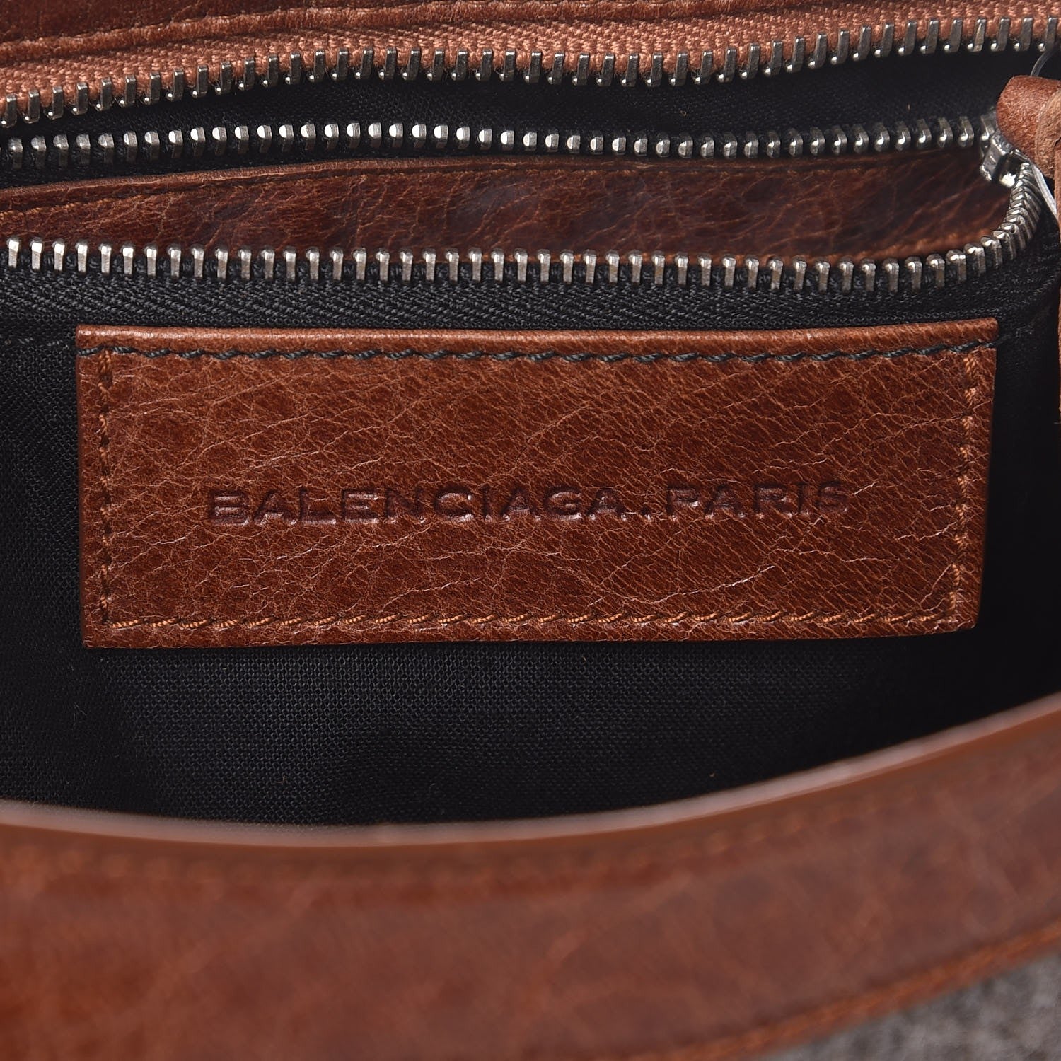 Balenciaga Agneau Wool Classic Silver Hardware City Grey Cognac 6 of 7