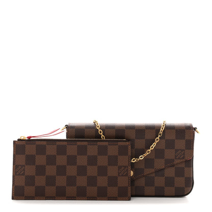Louis Vuitton Damier Ebene Pochette Felicie Chain Wallet 3 of 12