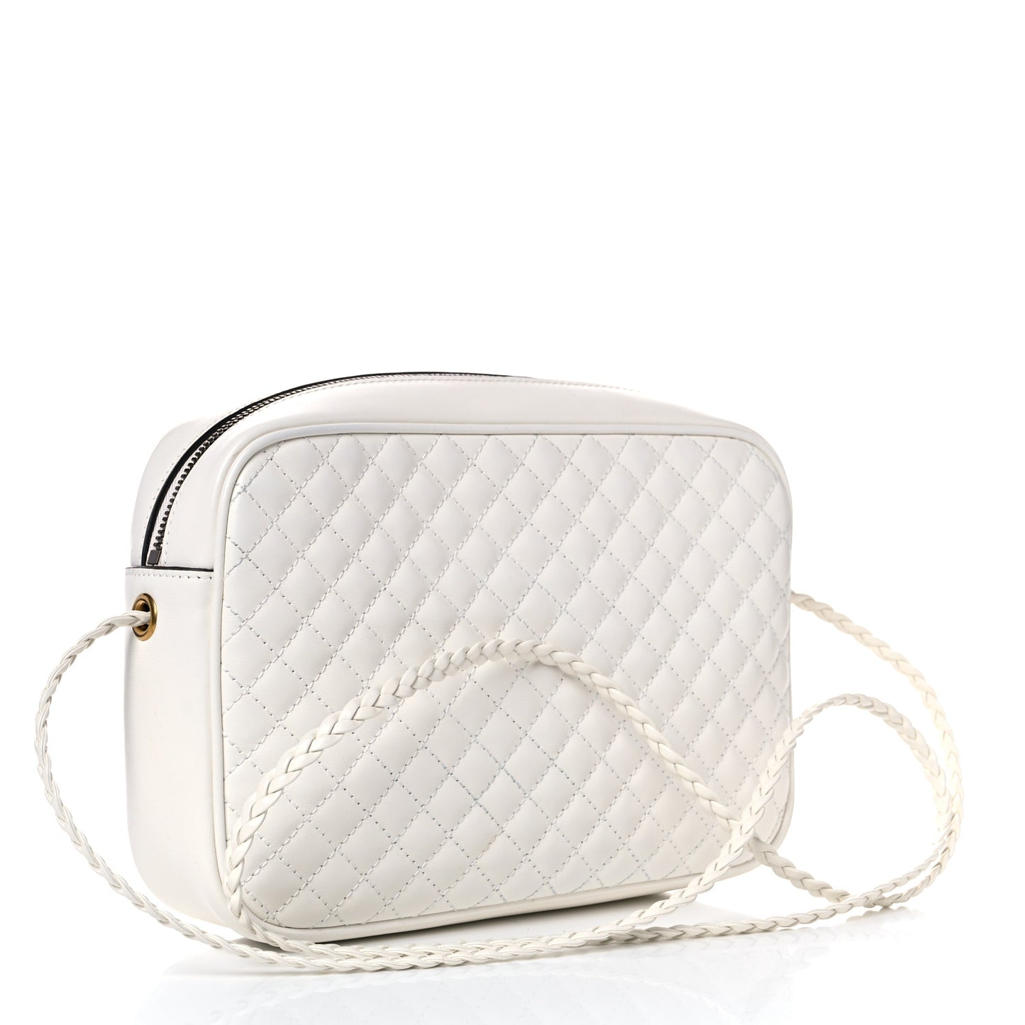 Calfskin Web Trapuntata Small Shoulder Bag Off White