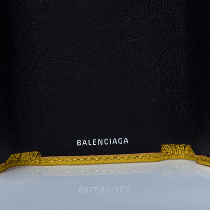 Balenciaga Metallic Goatskin Logo Mini Everyday Wallet Oro Black 6 of 7