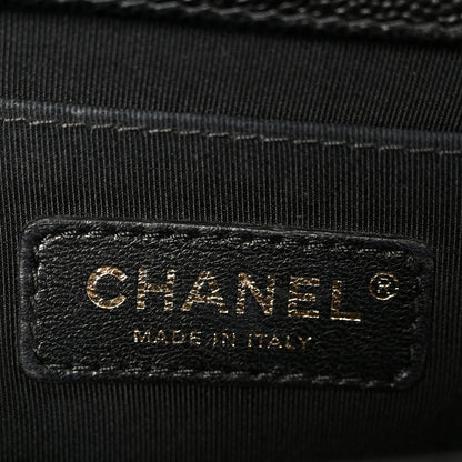 Chanel Caviar Chevron Quilted Medium Boy Flap Black 6 of 10