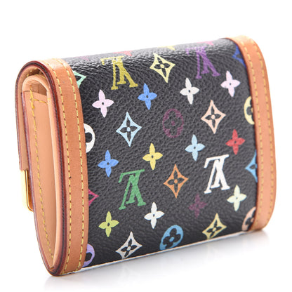 Louis Vuitton Monogram Multicolor Porte-Monnaie Plat Coin Purse Black 2 of 7