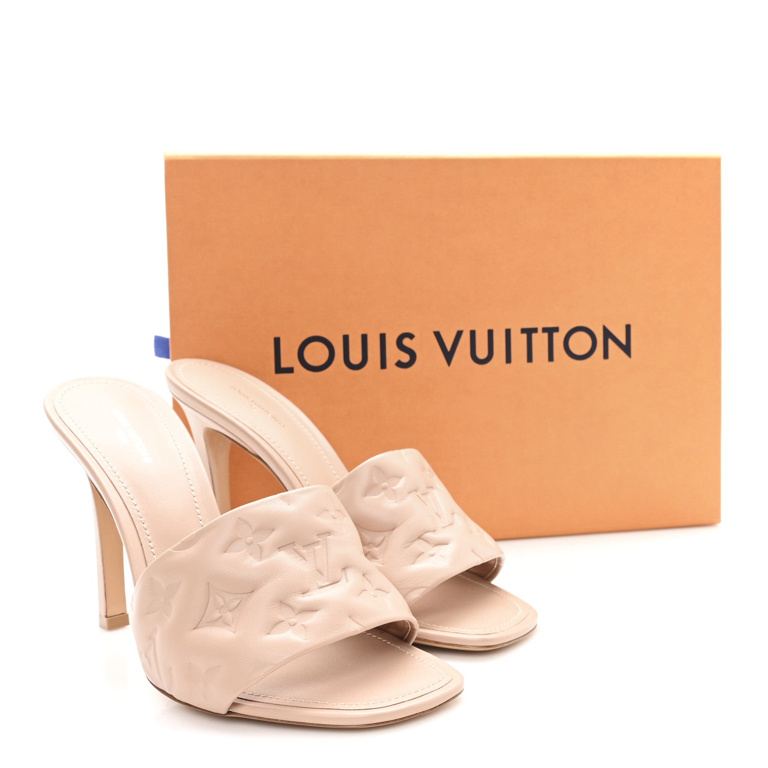 Louis Vuitton Lambskin Embossed Monogram Revival High Heel Mules 40 Beige 10 of 10