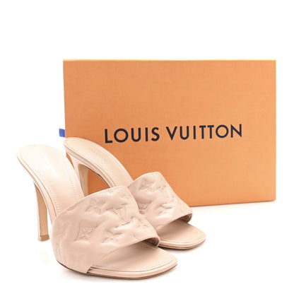 Louis Vuitton Lambskin Embossed Monogram Revival High Heel Mules 40 Beige 10 of 10