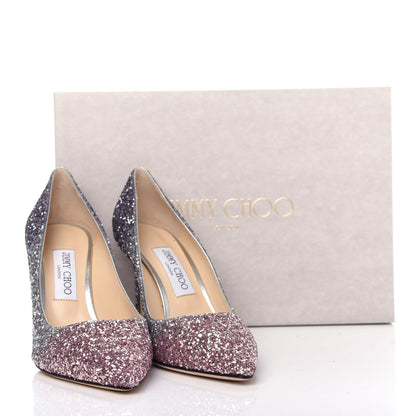 Jimmy Choo Glitter Pointy Toe Romy 85 Pumps 38.5 Ballet Pink Silver Anthracite 10 of 10