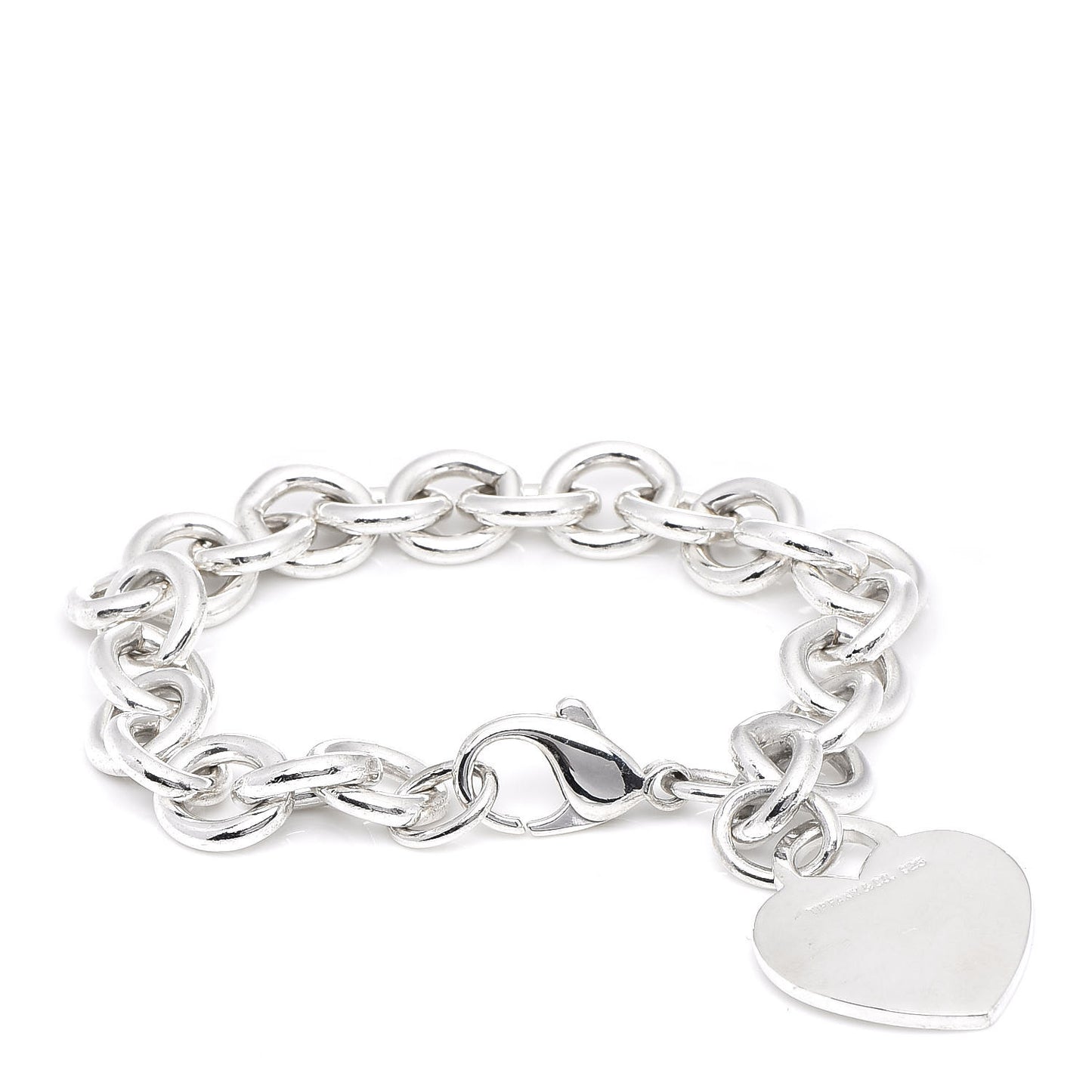 Sterling Silver Heart Tag Charm Bracelet